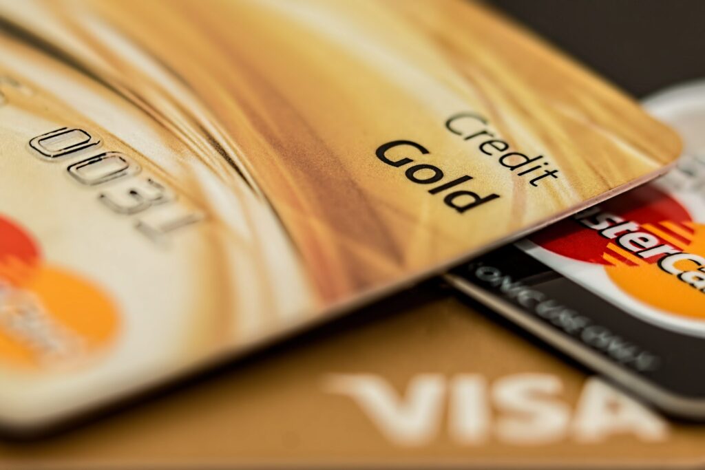 Closeup of Golden credit cards