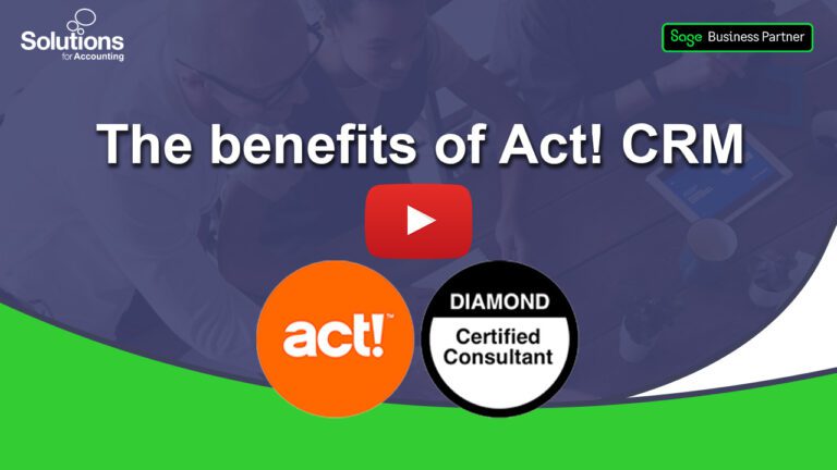 the benefits of act crm YouTube thumbnail with play button