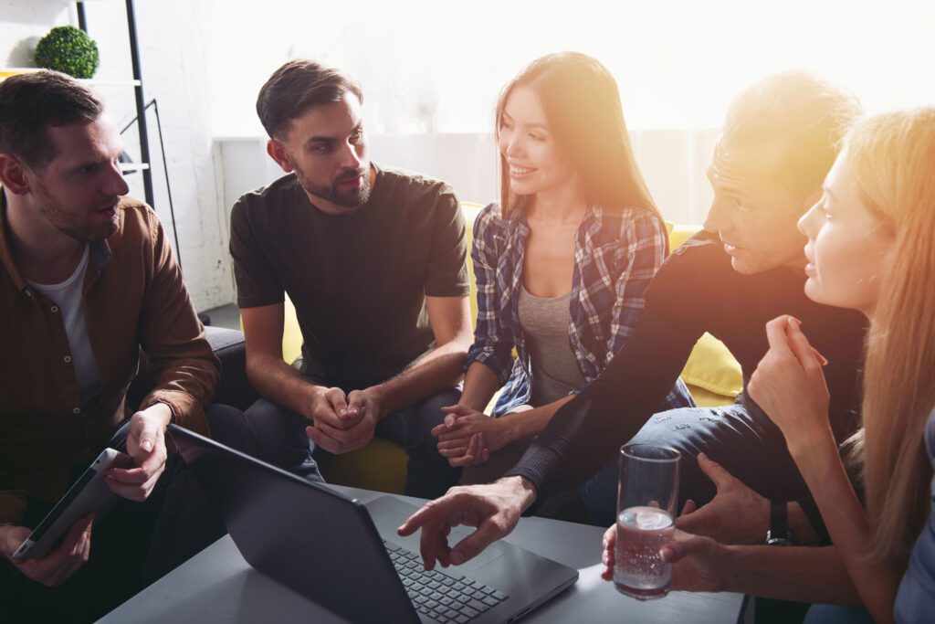 Business people that work together in office. Concept of teamwork and partnership