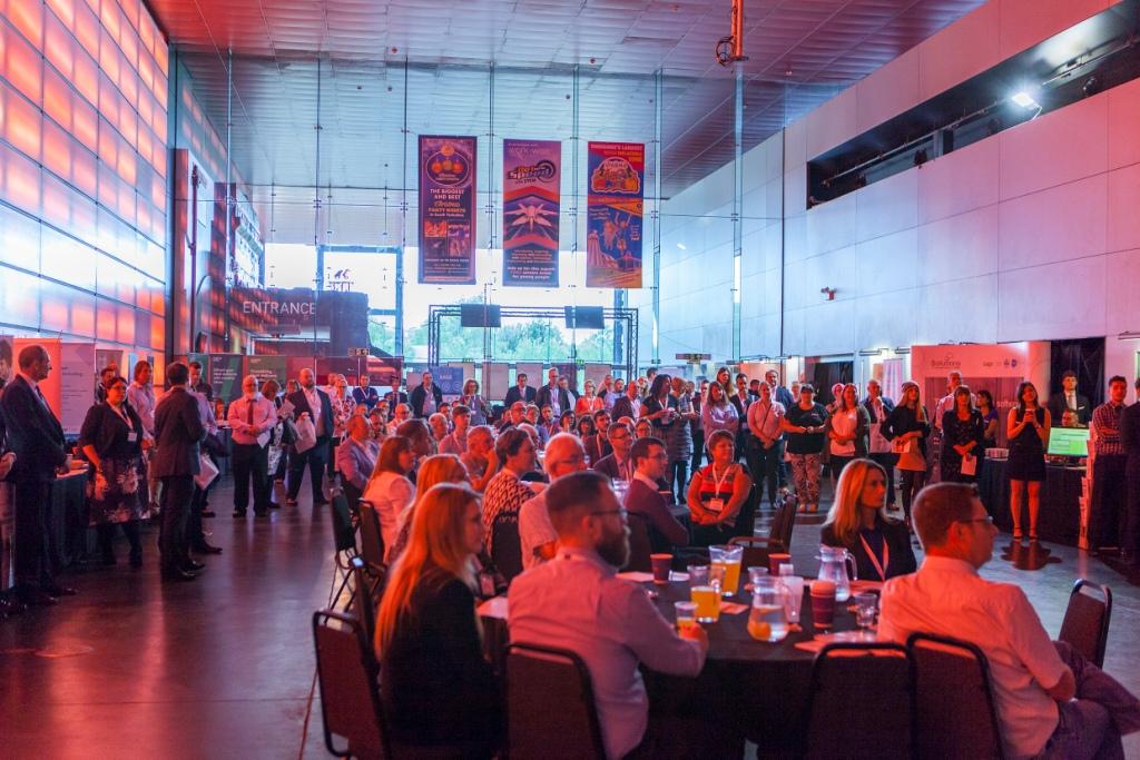 Large audience at a Solutions Showcase event