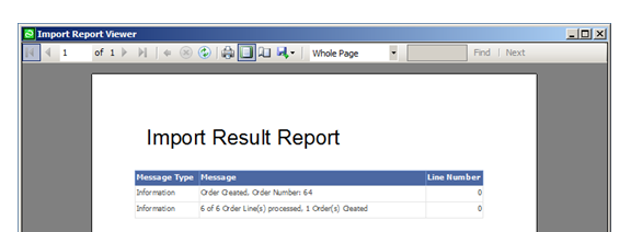 Screenshot showing import report viewer
