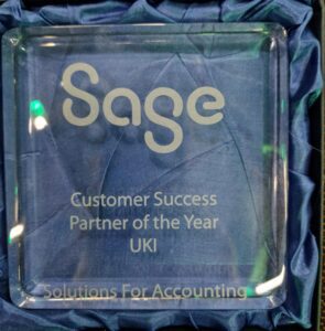 Sage customer success partner of the year award 2022 closeup