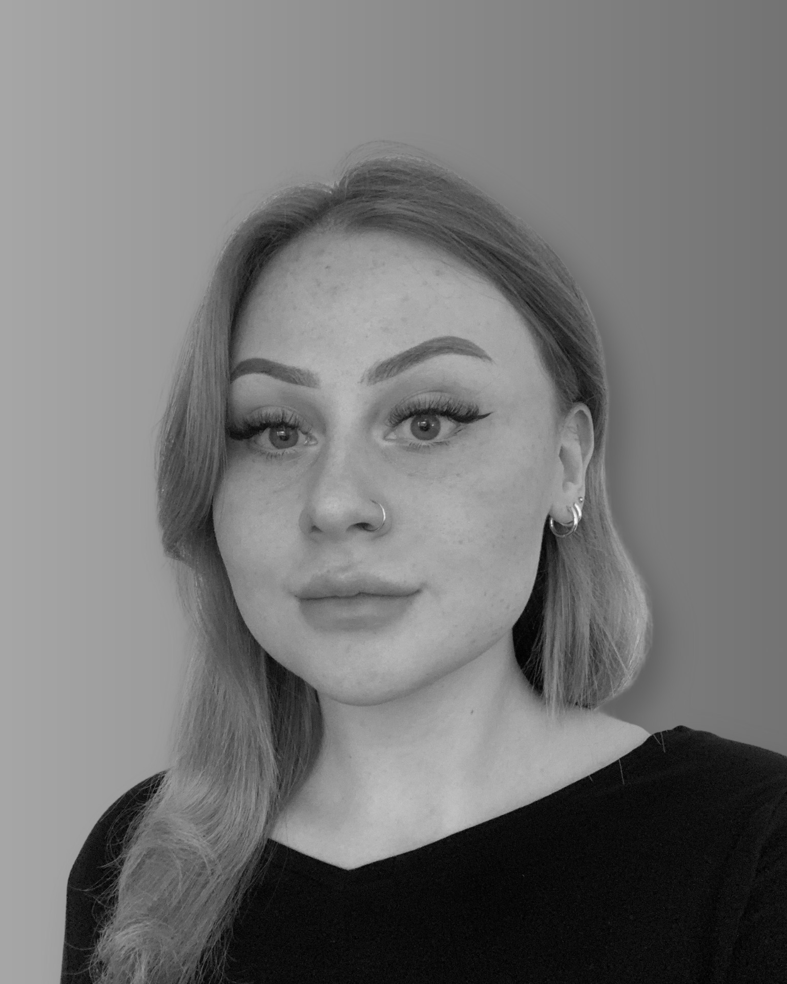 Solutions employee Kathryn Bateman black and white profile photo