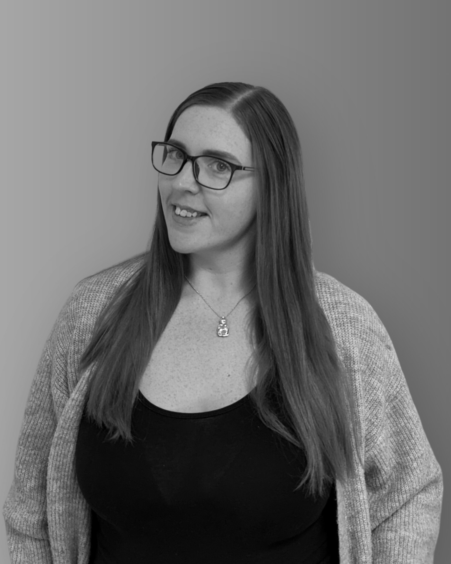 Solutions employee Rachael Turner black and white profile photo