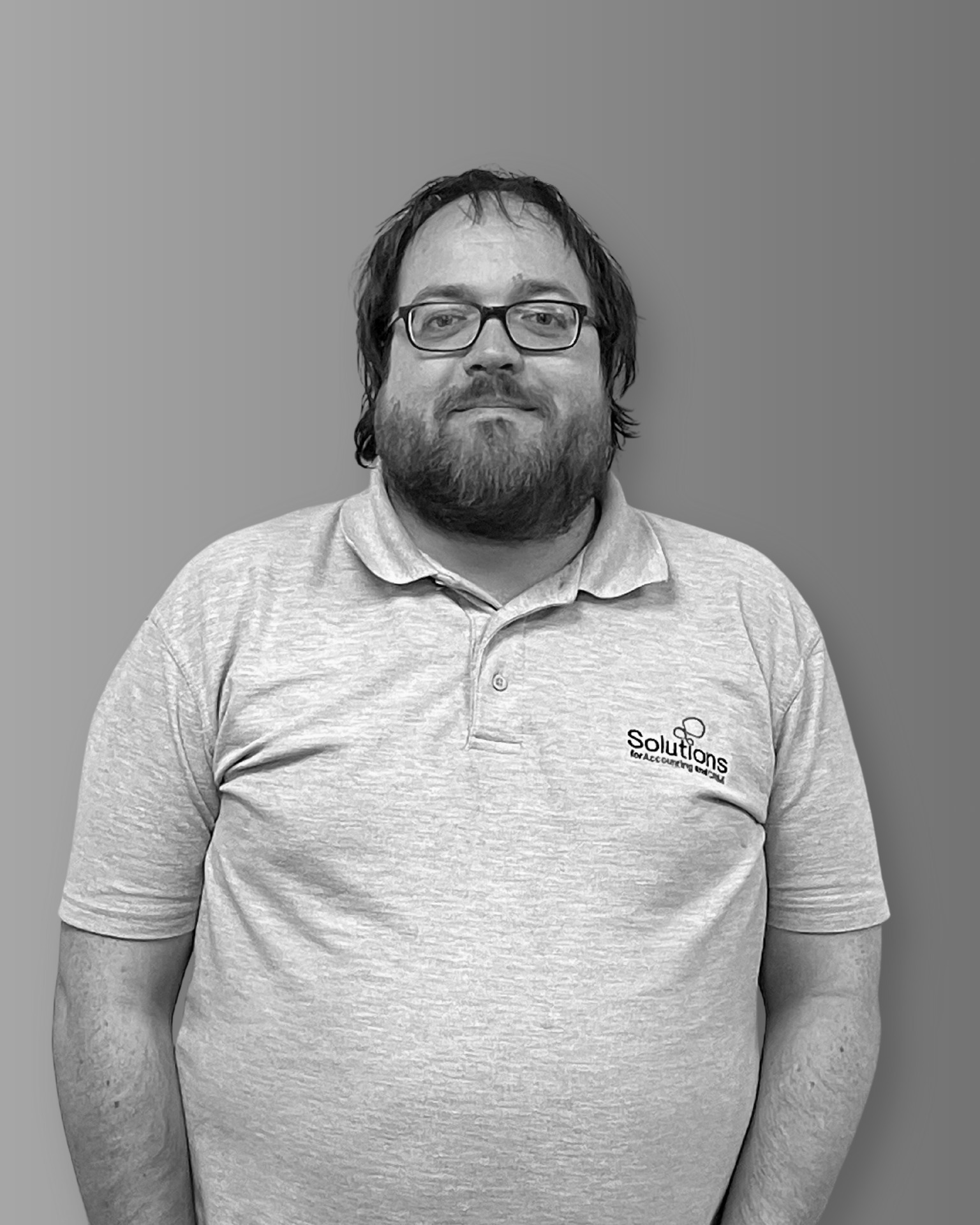 Solutions employee Jack Deeley black and white profile photo