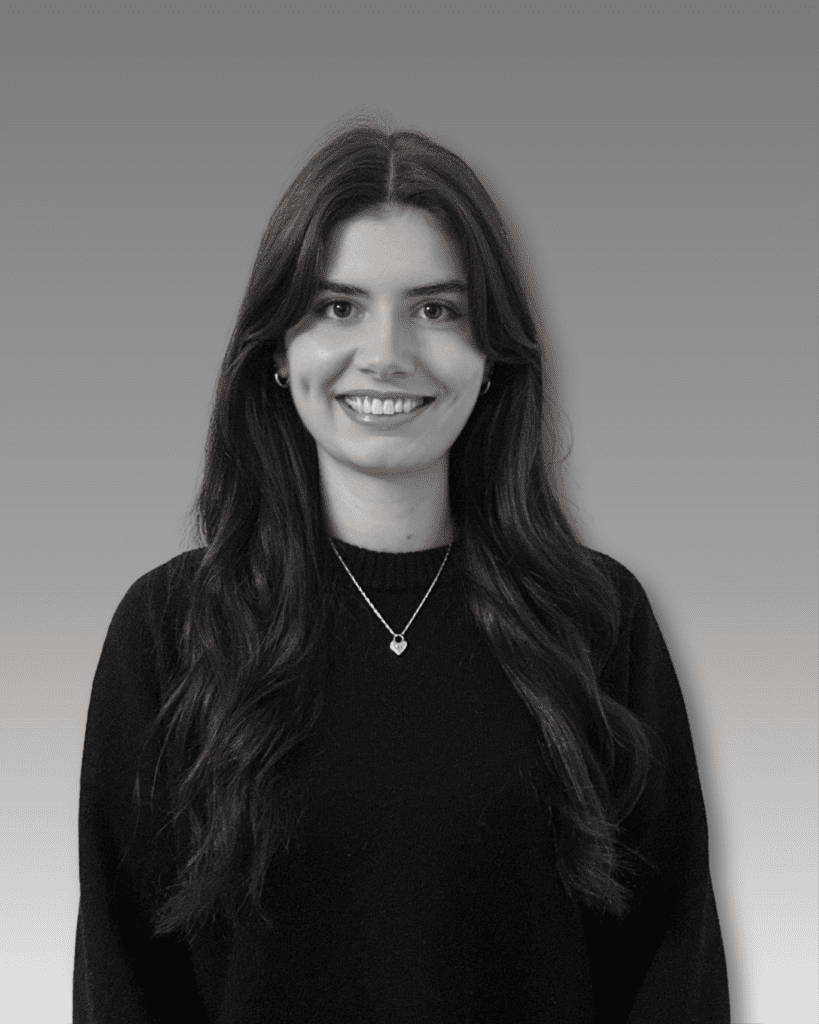 Solutions employee Imogen Young black and white profile photo