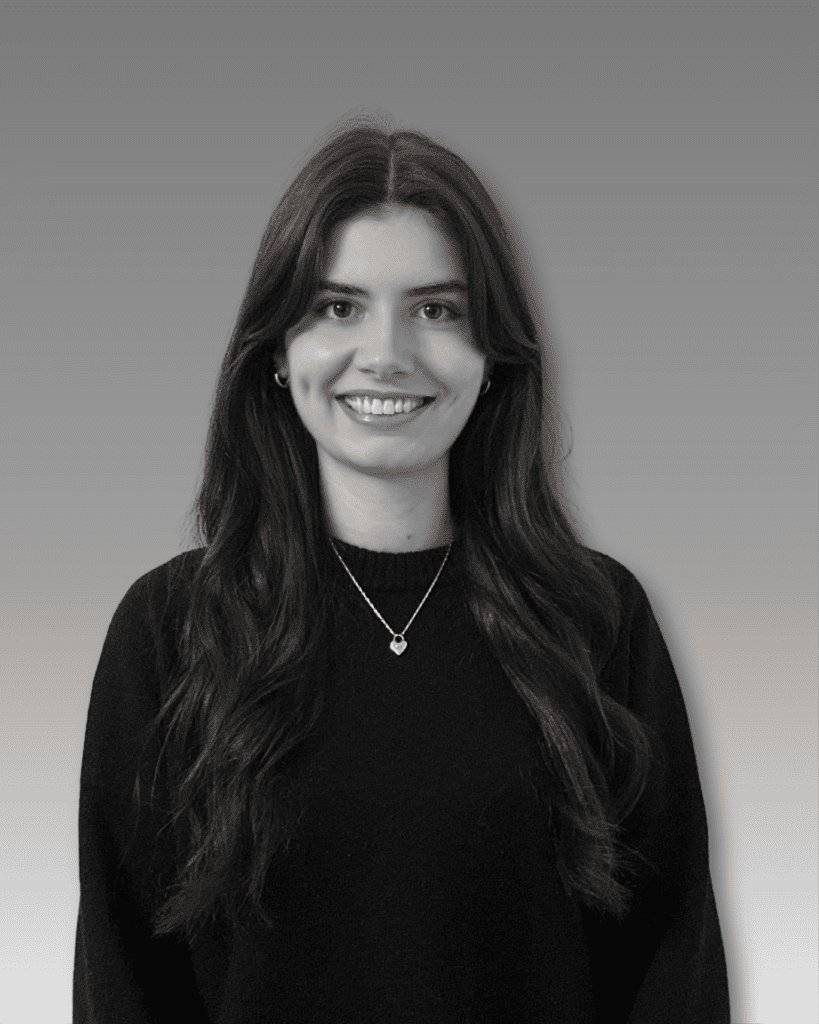Solutions employee Imogen Young black and white profile photo