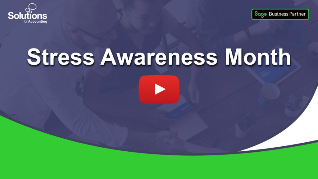 stress awareness month YouTube thumbnail with play button