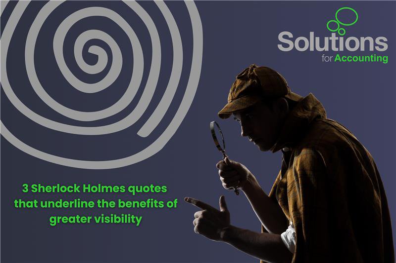 A graphic image with an actor in Sherlock Holmes costume against a dark blue background with a spiral and the article’s title.