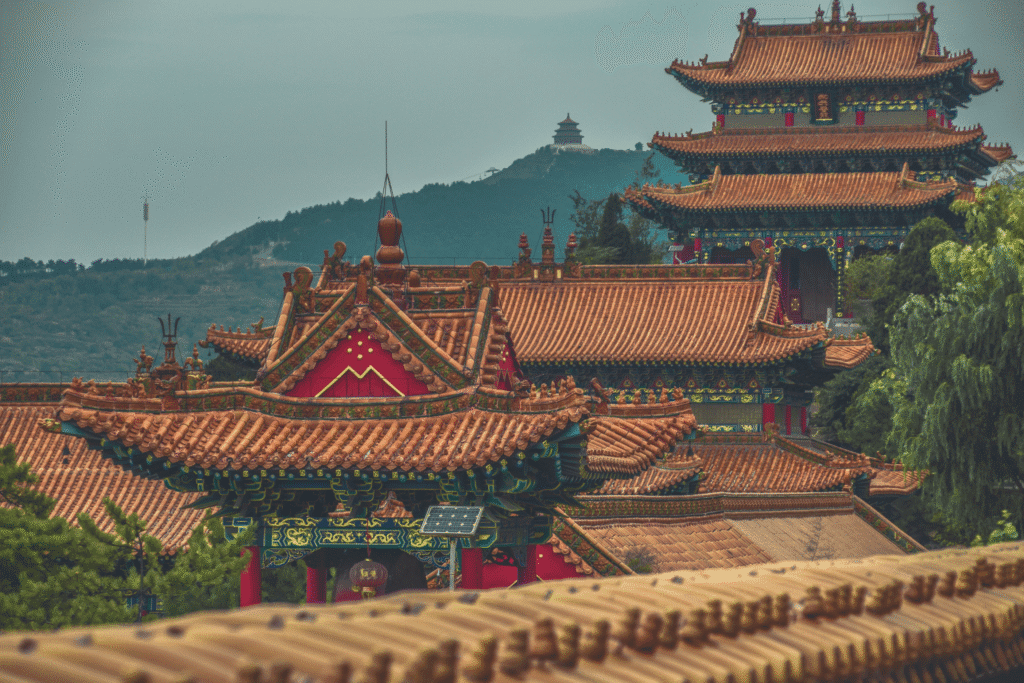 A Japanese pagoda landscape