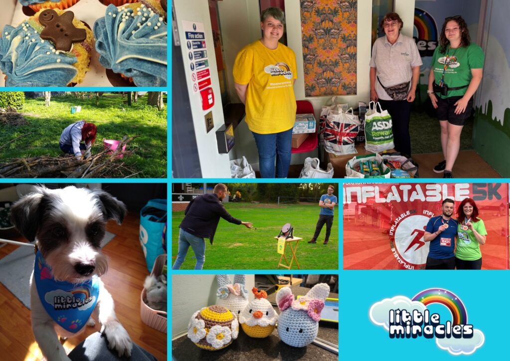 A collage featuring various pictures showcasing the activities Solutions have undertaken to fundraise for Little Miracles.