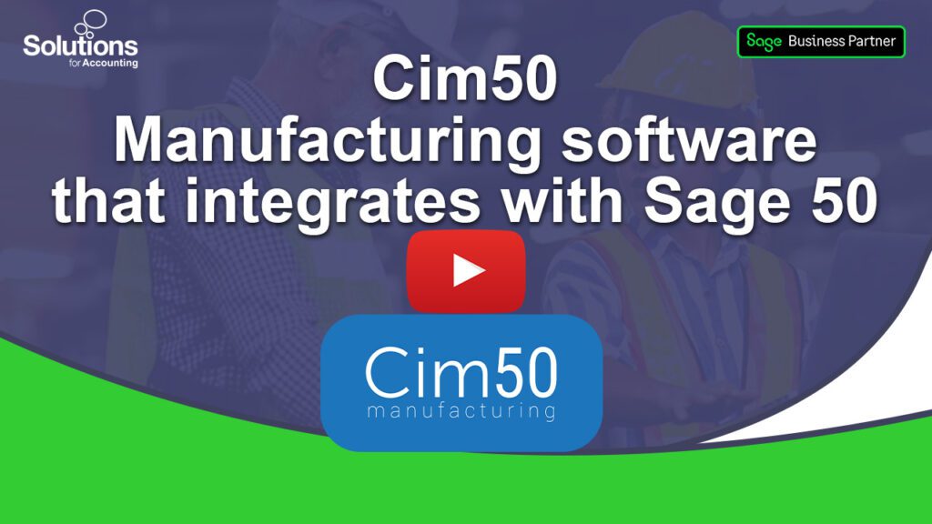 Cim50 manufacturing software that integrates with sage 50 YouTube thumbnail with play button