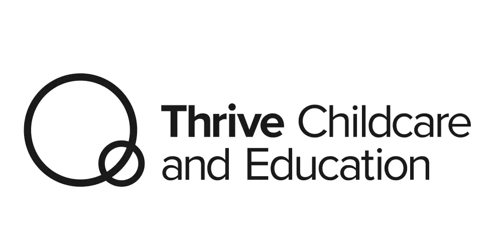 thrive childcare and education logo on a white background