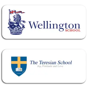 Logos for the Wellington School and The Teresian School