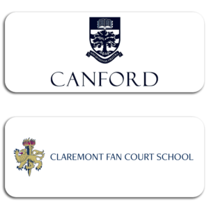 Logos for Canford and Claremont Fan Court School