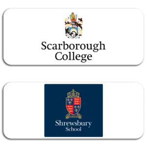 Logos for Scarborough College and Shrewsbury School