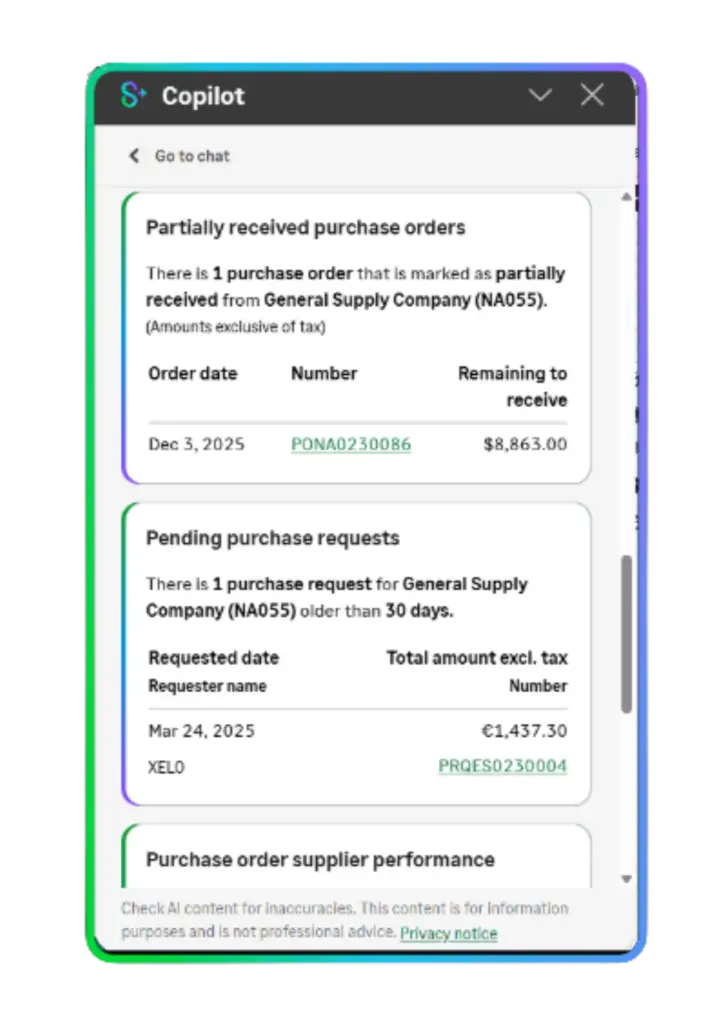 A screenshot of the Operational Intelligence Agent in Sage X3.
