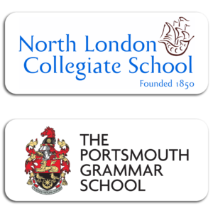 Logos for North London Collegiate School and the Portsmouth Grammar School